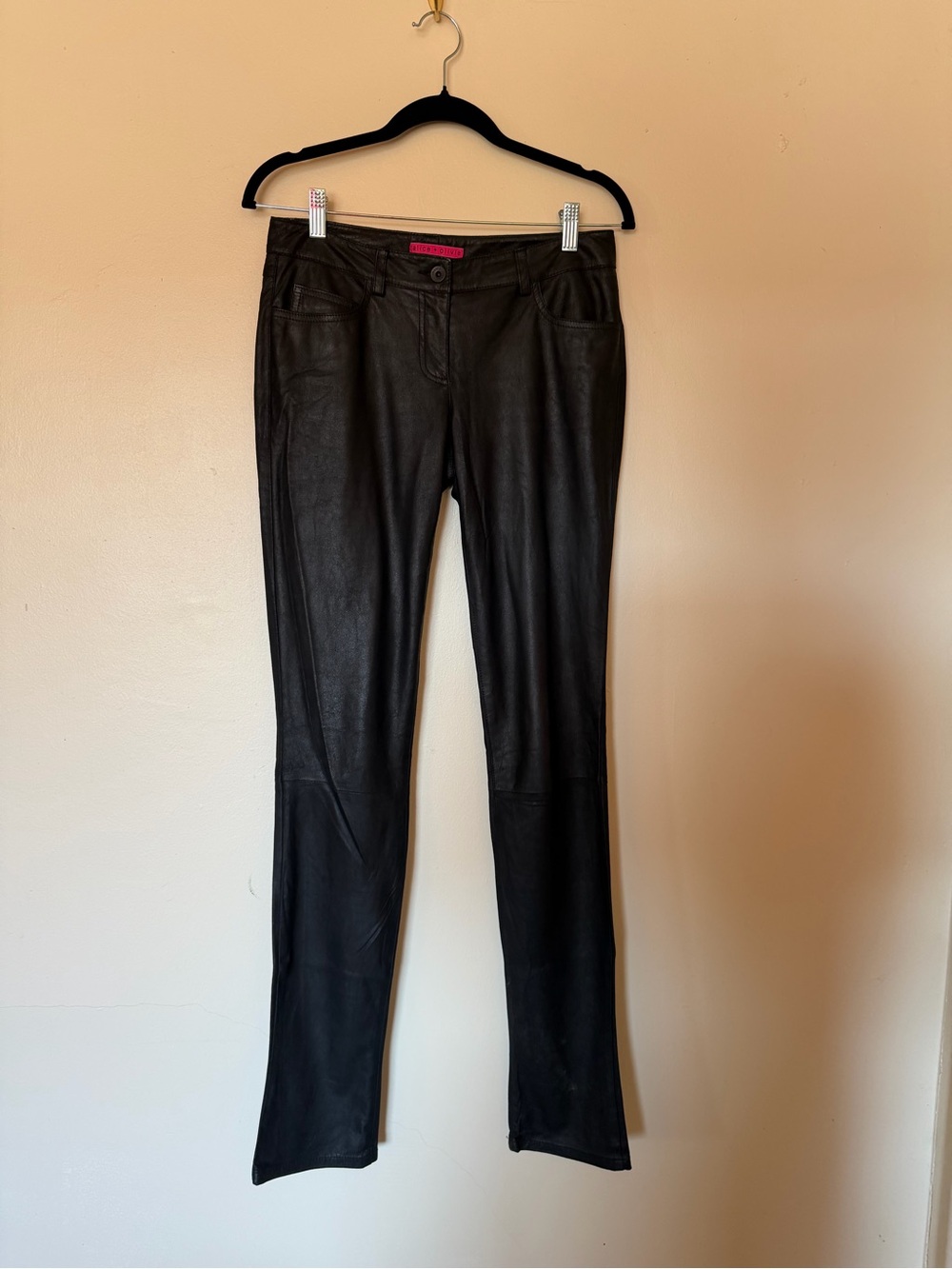 Alice + Olivia Black Lamb Leather Skinny Pants